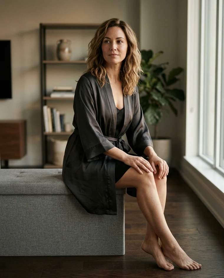 Editorial photograph of an adult model whose portfolio permits adult work